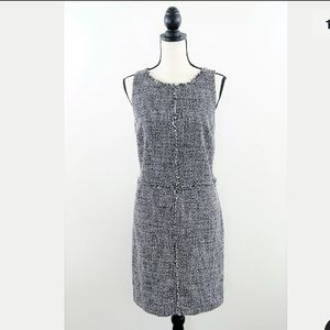 Michael Kors Black Tweed Fringed Shift Dress 12